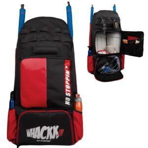 WHACKK Condor 89L Unisex Cricket Kit Bag Backpack | Adult Size | 2 Bat | Shoe/Helmet Pocket | Main Compartment 18″ Leg Pad |2 Bottle Holder | Easy Access Pocket | Player Edition Senior (Red Black)