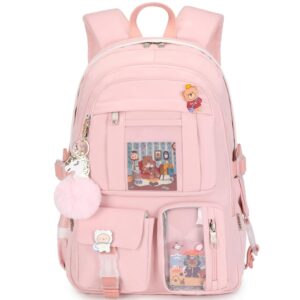 MTRoyaldia Kawaii Laptop 16 Inch Backpack with Random Kawaii Pin Accessories, Large Capacity Cute Accessories Backpack Multi Pocket Kawaii Bookbags Japanese School Bag For Teen Girls Students