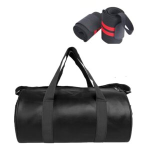 JAISBOY Black Bag Combo Set of Gym Bag Duffel Bag with Shoulder Strap for Men & Women with Wrist Support Band for Daily Exercise (red)