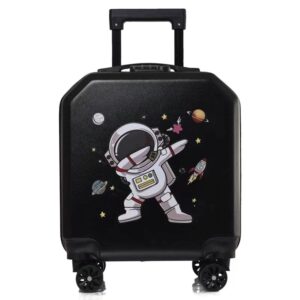 Kids Trolley Bags Suitcase for Travel Cartoon Print ABS+PC Material 18 Inch (Astronaut Dab)