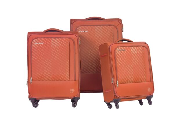 American Tourister (Set Of 3)-Polyester 60 Cm, 70 Cm & 81 Cm Softsided Luggage 4 Spinner Wheels Trolley Set With Antitheft Zipper Trolley Bag (Tan)79 Cm, Small,Medium & Large