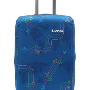 BIGWING Protective Cover in Polyester Fabric with Jet Print | 20′ Inch Small Size | Hard Luggage Trolley Bag Cover (Fits Only On Fiber – Plastic Trolley Bag)