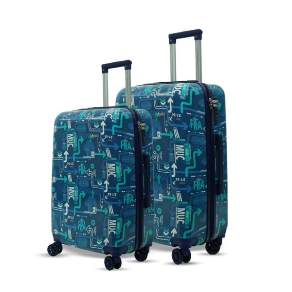 AMERICAN TRAVELLER Uppernyil Trolley Bags Set of 3(S+M+L) 8 Wheel Suitcase for Travel Hard Case Polycarbonate Printed Luggage Trolley Suitcase for Travel Bags,5 Years Warranty (2, Turquoise)