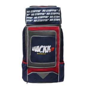 Whackk Warrior Blu Red |Cricket Kitbag |Cricket Kit Bag Backpack |Adult | 2 Bat Pocket Shoe & Helmet Pocket |Main pocket Fit 18″ Leg Pad |2 Bottle Holder Easy Access Pocket |Player Edition Senior