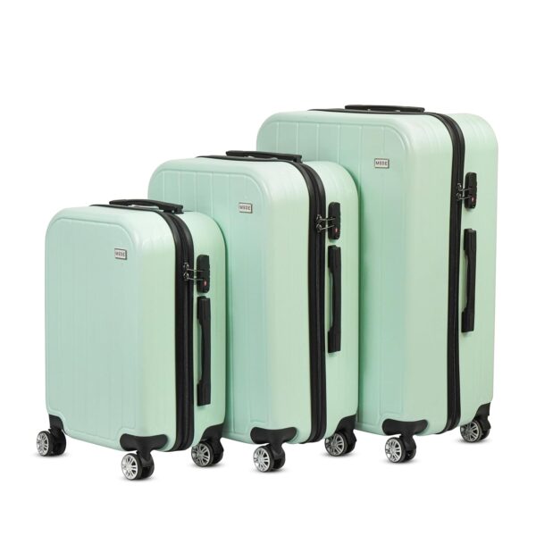 Mode Cassette | Hard-Side Polycarbonate Trolley Suitcases | 8-Wheel Easy Drag| Smooth Double-Zipper | Light-Weight | TSA Lock |3-Yr Warranty | 3-Pc Combo Set | 20/24/28in Luggage Bags | Mint Green