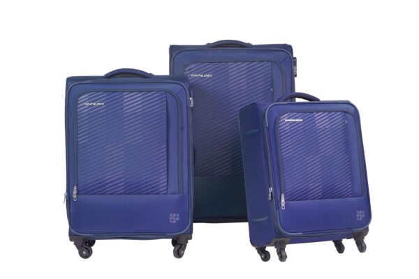 American Tourister Kamiliant (Set Of 3)-Polyester Small 60 Cm, Medium 70 Cm & Large 81 Cm Softsided Spinner Luggage Trolley Set With Antitheft Zipper Trolley Bag (Navy)