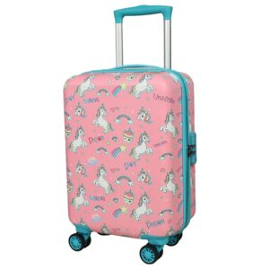 NOVEX Unicorn Kids Bags Travel Trolley with 4 Wheels |Pink, 22-Inch Spinner Bag | Hard Sided Polycarbonate Unique Children’s Luggage/Suitcase for Cute Girls Kid – 360-Degree Rotatable Wheel