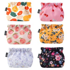 MAYCREATE® 6pcs Small Pouches for Women, Mini Makeup Pouch, Cute Print Oxford Cloth Coin Purse Pocket Cosmetic Bag Travel Organizer for Lipstick Jewelry Earphones – Self-Closing