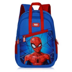 Priority Marvel Spiderman Printed PU School Backpack For Kids | Specially School Bag For Boys| 6 to 9 Years (16 Inch | Medium | Royal Blue)