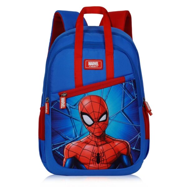 Priority Marvel Spiderman Printed PU School Backpack For Kids | Specially School Bag For Boys| 6 to 9 Years (16 Inch | Medium | Royal Blue)