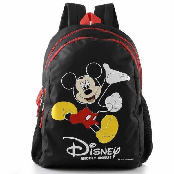 Kuber Industries Polyester Waterproof Disney Mickey Mouse Print Backpack|Sturdy School Bag For Kids,14 Inch (Black)