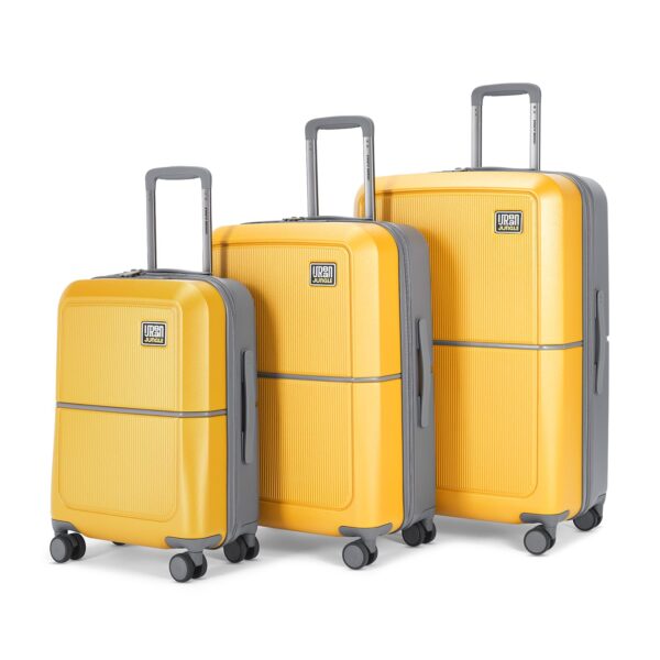 Urban Jungle by Safari Trolley Bags Set of 3, Hardside Polycarbonate Suitcase with USB Charging Port, 8 Wheels and TSA Lock Travelling Luggage for Men & Women | Caliber Collection, Urban Yellow