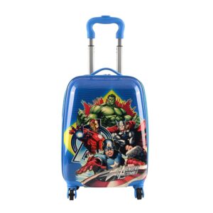 Kuber Industries 16inch Polycarbonate & ABS Kids Trolley Bags for Girls & Boys with 360 Degree Rotating Wheels | Hardsided Cabin Travel Suitcase for Kids | DTB2010, Avengers – Blue