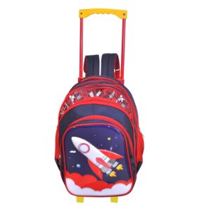 Happile Kids Hardshell Space And Chandrayaan Theme Trolley Backpack Blue And Multicolor Height 18 Inches Trolley Bag Apt For 5-10 Years Kids (Backpack)