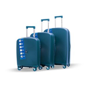 AMERICAN TRAVELLER Tourissmart Luggage Trolley Bags for Travel Set of 3 Pcs with Round Edges| Small(Cabin Bag), Medium & Large(Check-in)| 8 Spinner Wheel |Flexible Polypropylene(Pp) (Dark Grey, 3)