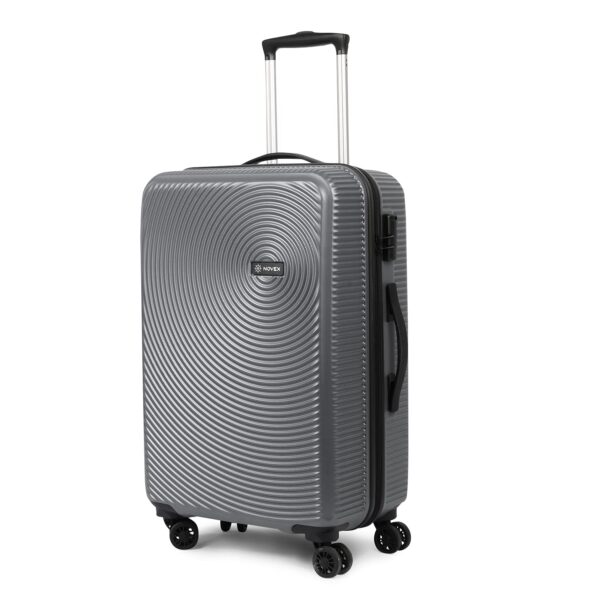 NOVEX Travel Luggage Scratch Resistant Trolley with 25-Inch | Adjustable Handle Travel Roller Case, Hard Polycarbonate Suitcase | Grey, 4-Wheel, 360° Smooth Rolling Spinner Bag – Men & Women