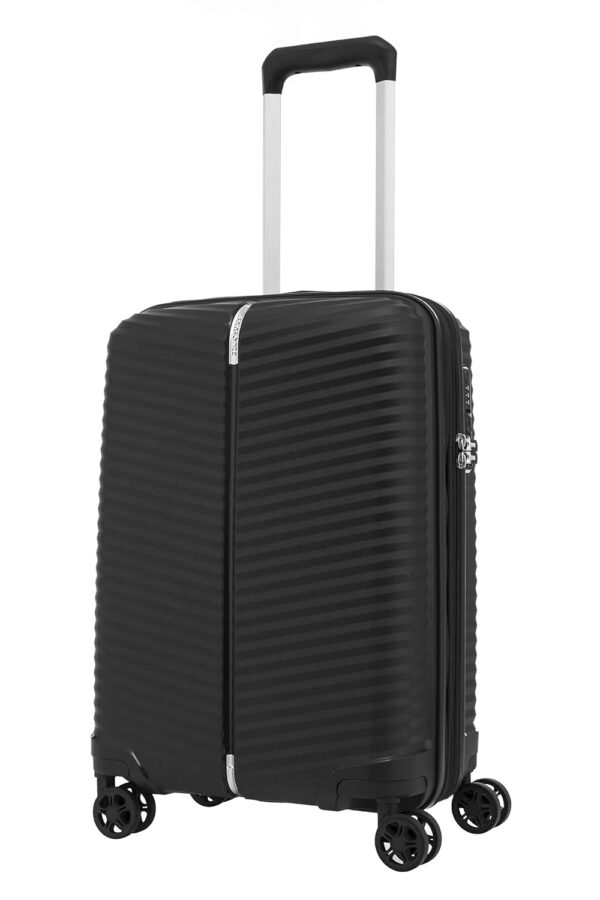 Samsonite Varro 55 Cm Small Cabin Polypropylene Hard-Sided 4 Spinner Luggage Trolley Bag with Expandable Zip (Black)