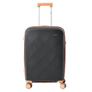 CAGE 8 Wheels Trolley Bag Hard Case Polypropylene 360 Degree Wheeling System Luggage, Trolley Bags for Travel, Suitcase for Travel (Clay Carbon, Cabin | 55 cm | Small)