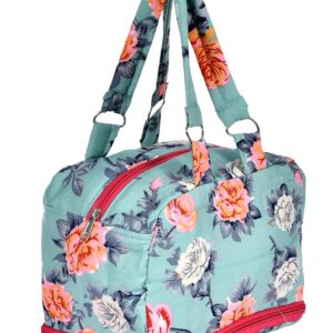 Kuber Industries Flower Printed Everday Use Women Bag For Travel: Shopping: School: Work (Green)-45KM014