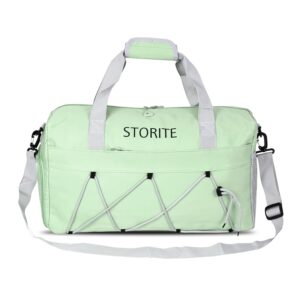 Storite Nylon 48.5 cms Imported Travel Duffle Bag Muti- Pocket Sports Shoulder Bag for Women with Wet Pocket & Shoe Compartment Weekender Overnight Travel Luggage Bag (Bean Green -48.5X27X17.5 Cm)