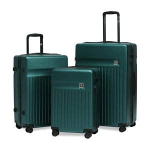 EUME Classic Cabin 55 Cm, Check-in Medium 65 Cm & Check-in Large 76 Cm Luggage Trolley Bags for Travel – Set of 3 (Forest Green) | Polycarbonate (PC) 8 Hinomoto Wheels Suitcase | Cabin Trolley Bags