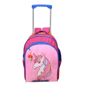 Wing Polyester Pink Trolley Bag Backpack with Wheels for Boys and Girls (8-12 Years)