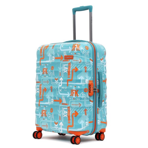 uppercase Jfk 66Cm|Hardsided Check-In Trolley Bag|Sustainable Eco Polycarbonate Printed Luggage|8 Wheel Trolley Bag|Speed_Wheel Suitcase For Men&Women|2000 Days Warranty(Teal Blue),65.5 Centimeters