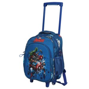 NOVEX Marvel Avengers Kids Trolley Bags for School & Tuition | Polyester Kid Spinner Luggage with 4 Wheels Backpack | Unique Bag for Boy Kids with 2 Main Compartments | Blue – 16Inch & 18Inch