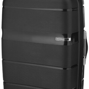 American Tourister Trolley Bag for Travel|Linex 77 Cms Polypropylene Hardsided 4 Spinner Wheels Large Check-in Luggage Bag|Suitcase for Travel|Trolley Bag for Travelling,Black