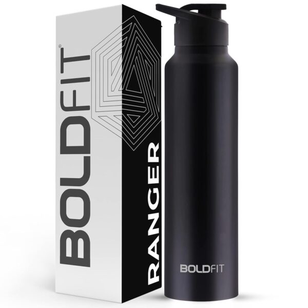 Boldfit Water Bottles Stainless Steel Water Bottle 1 Litre Steel Water Bottles for School, Office, Home, Gym 1 Litre Water Bottle for Men Leakproof, Rust free Steel Bottle -1000 ml Water Bottle Black