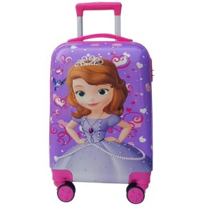 JUNIOR JOE 20 inch Polycarbonate Rolling Suitcase for Kids Carry-On Overnight Travel Trolley (Purple)