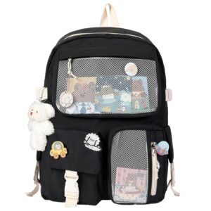 DIANZHU Kawaii Backpack for Girls Women with Pin Bear Accessories Cute College High School Backpack Laptop Book bag