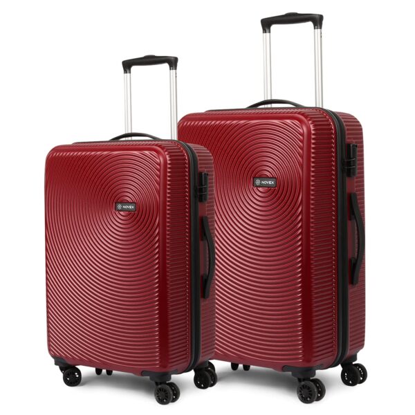 NOVEX Ivory Scratch Resistant Luggage Trolley Bag Pack Set of 2 with Number Lock | Red, 360° Smooth Rolling 4 Wheels | Polycarbonate Travel Roller Case, Hard Suitcase – Men & Women