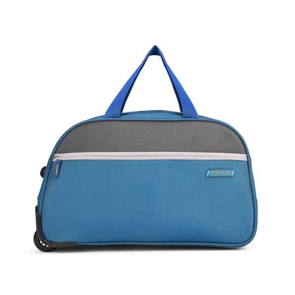 Aristocrat Enigma 52 Cm Polyester Softsided Cabin Size 2 Wheels Trolley Duffle Bag- Blue, 28 CM