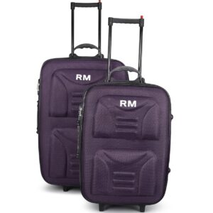 Carylite 2 Pc Set 55 & 65 Cms-Small & Medium Soft Sided Luggage/Suitcase/Trolley Bag (Midnight Purple), Spinner Wheels