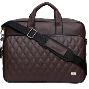 K London Brown Artificial Leather Quilted Men Women Laptop Cross Over Shoulder Messenger Office Bag (1107_Brown)