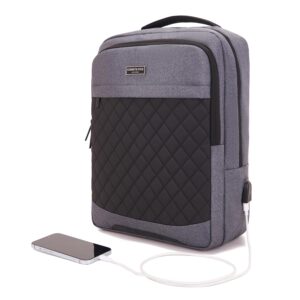 KENNETH COLE Unisex Laptop Backpack, Bag, Stylish & Modern Design With A Unique Usb Charging Port Feature (Grey)