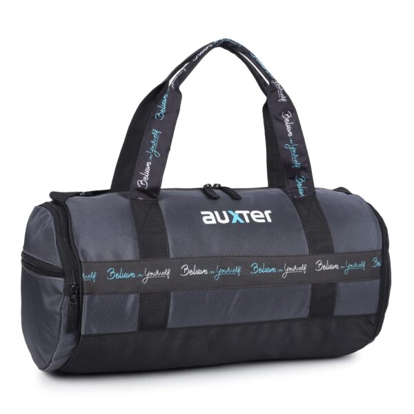 AUXTER Motivator Grey 25 liters Gym Bag Sports kit Bag Duffle Bag Travel Bag Daytrip Bag with Shoe Pocket for Adults Men Women Boys Girls