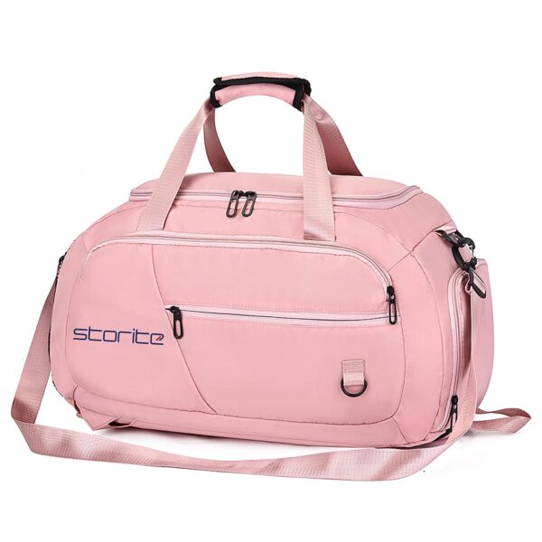 Storite Nylon 54 Cm Imported Multi Purpose Travel Duffle Bag for Women with Dry and Wet Separate Pocket, Lightweight Waterproof Backpack Carry Luggage Bag with Shoe Compartment (Pink,54x30x22 cm)