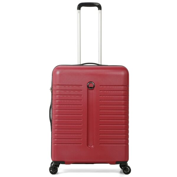 DELSEY PARIS Iroise 66 cms Medium Check-in Abs/Polycarbonate Blend Hard Sided 4 Wheels 360 Degree Rotation Luggage/Speed_Wheel Suitcase/Trolley Bag (Red)