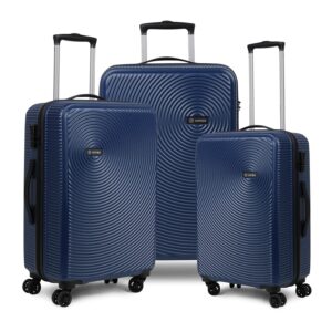 NOVEX Ivory Check-In Size Polycarbonate Hard-Sided Spinner Luggage Trolley Bag Pack Set Of 3 With Number Lock And 360° Smooth Rolling Wheels (Blue)