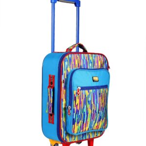 FBI-Fabco Boy’s and Girl’s Printed Polyester Luggage Trolley (Blue, 17-inch)