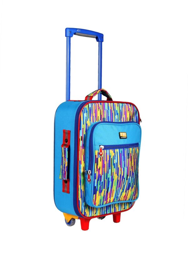 FBI-Fabco Boy’s and Girl’s Printed Polyester Luggage Trolley (Blue, 17-inch)