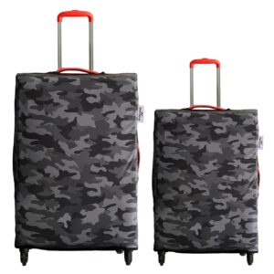 BIGWING Camouflage Polyester Fabric Small & Medium (20′-24′ Inch) Protective Soft Luggage Trolley Bag Cover Combo Pack of 2 (Fitts Only On Fabric Trolley Bag)