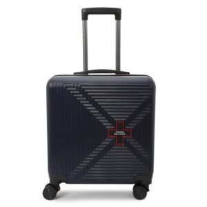 Swiss Military Lynx Hard Cabin Luggage Bag, Trolley Bag, Suitcase For Travel|Unique 3D Design, Abs Body, Ergonomic 360° Rotatable Spinner Wheels, 45 Cms, 17 Inches, 33L, Navy Blue, 1 Year Warranty, 1