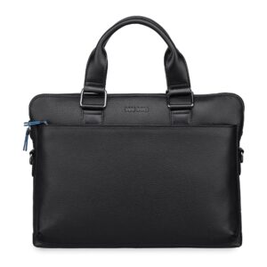 MAI SOLI Cooper Genuine Leather Laptop Bag For Men, Slim Laptop Messenger Bag | Durable & Professional Messenger Bag for Business, Work, & Travel, Fits upto 14 -inch laptop – Black