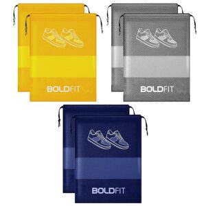 Boldfit Shoe Bag for Travel & Storage Travel Organizer for Women & Men Travel Accessories Shoe Organizer Shoe Bags Pouches Travel Shoe Cover, Essentials – Pack of 6 Shoe Pouch (Blue, Yellow, Grey)