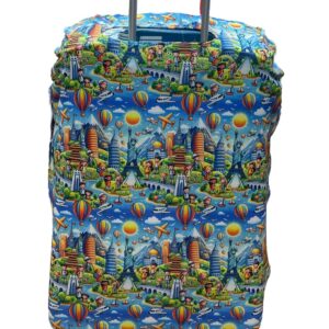 Travelsky Elastic Polyester Dust Protector Luggage Covers for Suitcase Kids Blue Design, 55 cm 20 inch Small Size