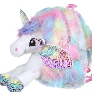 FunBlast Unicorn Soft Fur Bag for Kids – School & Picnic Bag/Lightweight Travel School Mini Backpack for Girls & Kids, Birthday Gift for Girls, Return Gift (Multicolour)