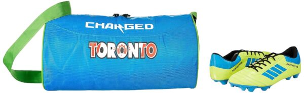 Charged Sports Bag Toronto Small Sky with Gowin Football Shoe Destroyer Cyan Size-5